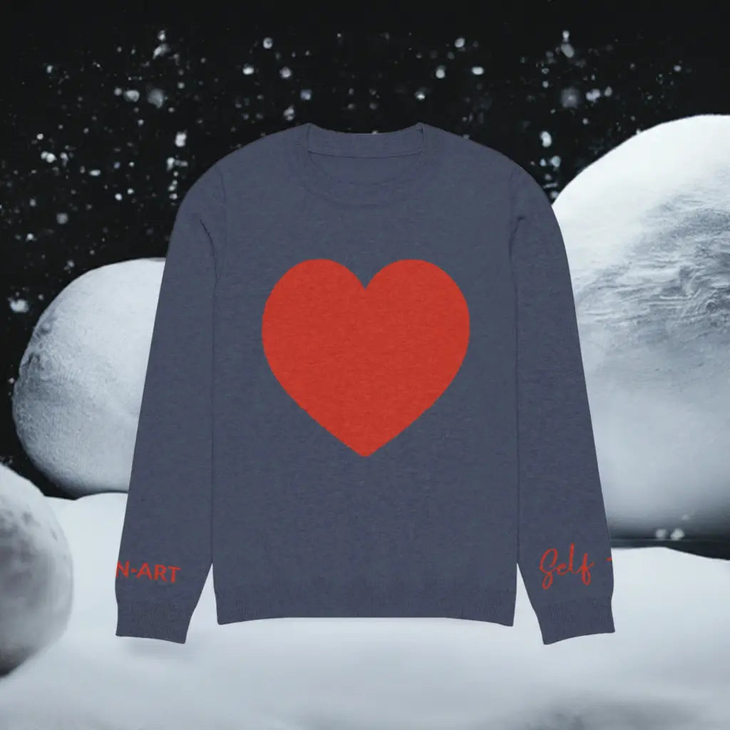 Heart - Knitted crew neck sweater NAVY-4