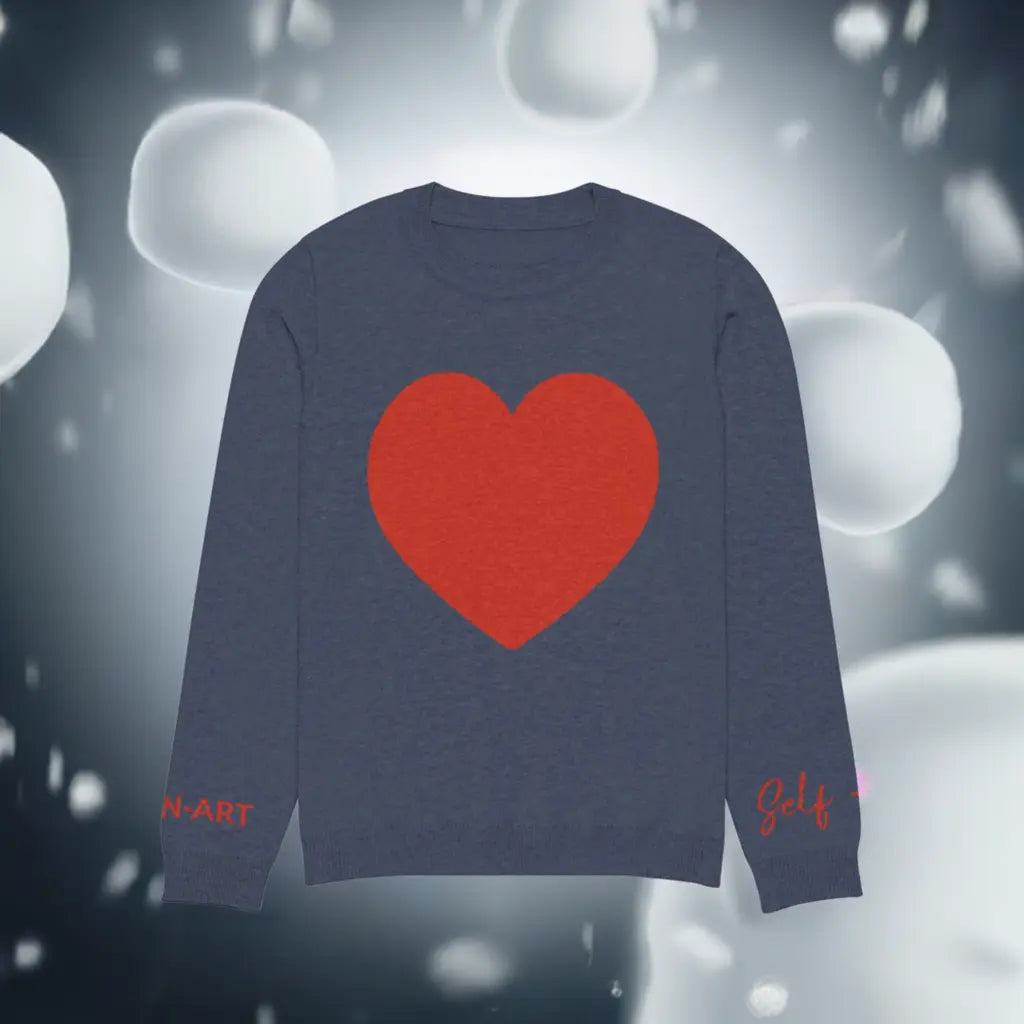 Heart - Knitted crew neck sweater NAVY-2