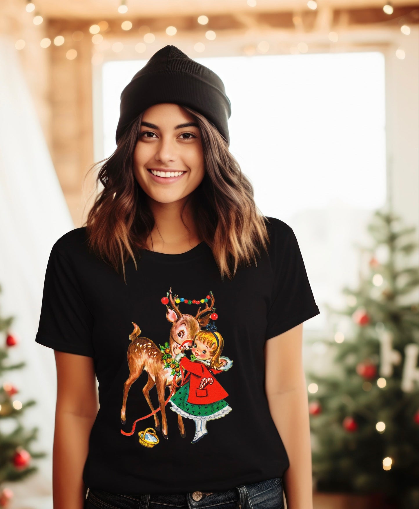 Vintage Girl and Reindeer-1