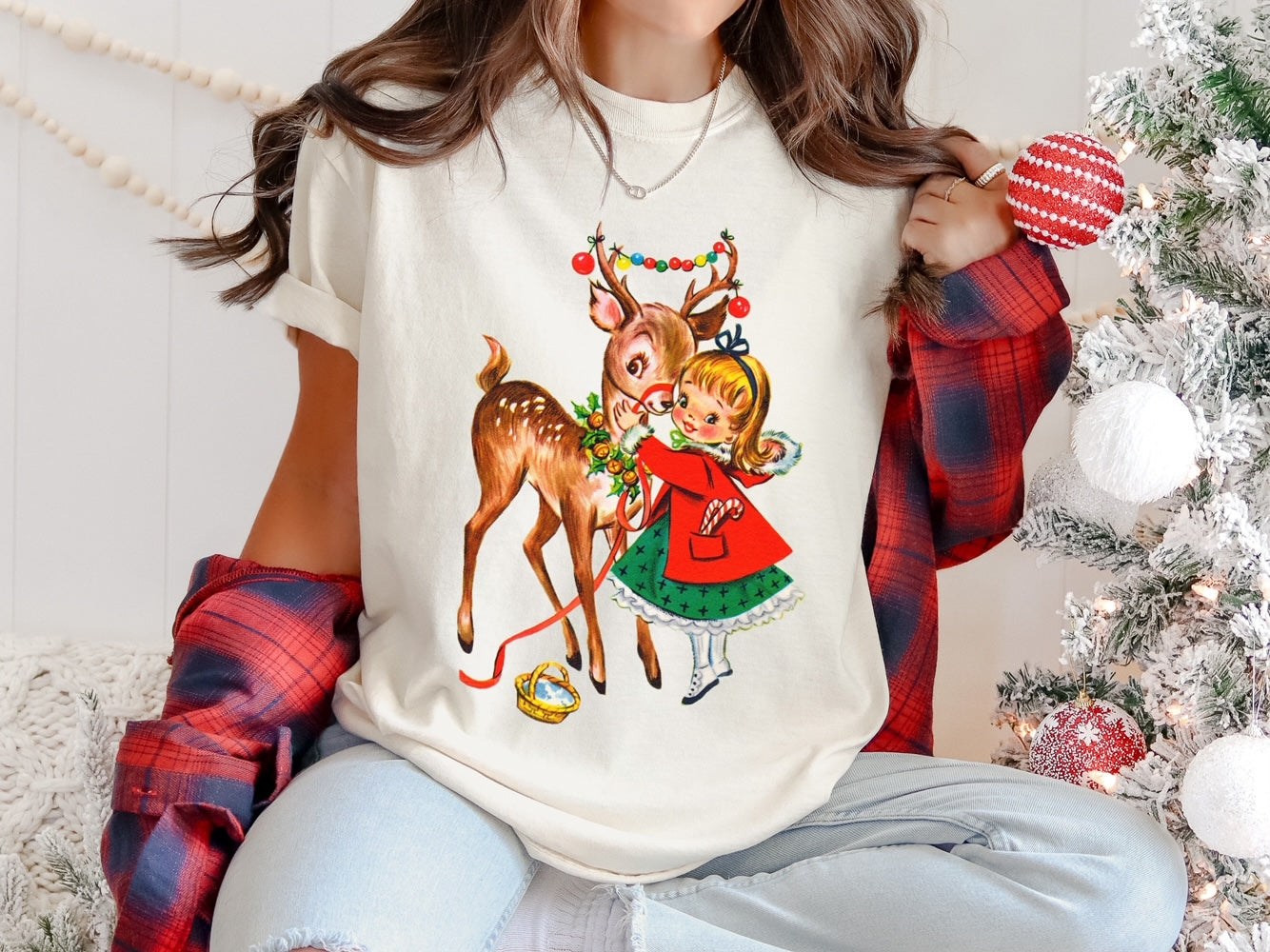 Vintage Girl and Reindeer-4