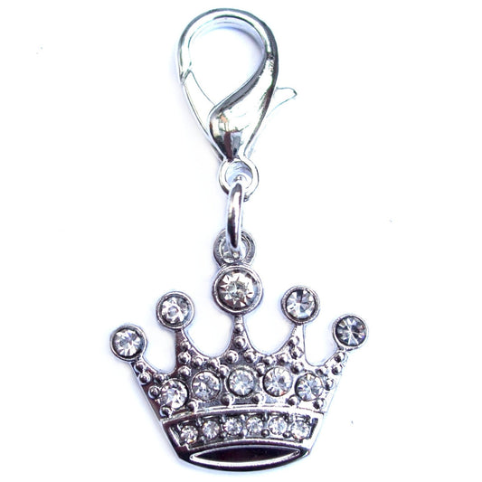 Crystal Crown Dog Cat Charm Silver-0