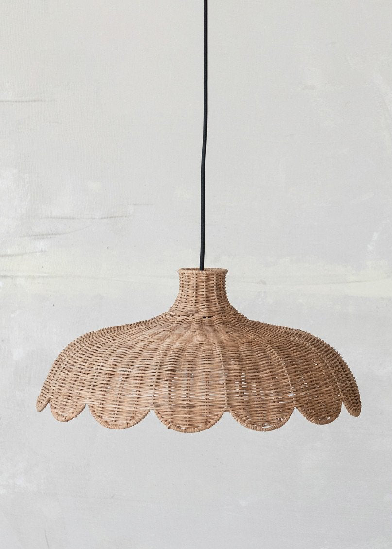 Scalloped Rattan Pendant
