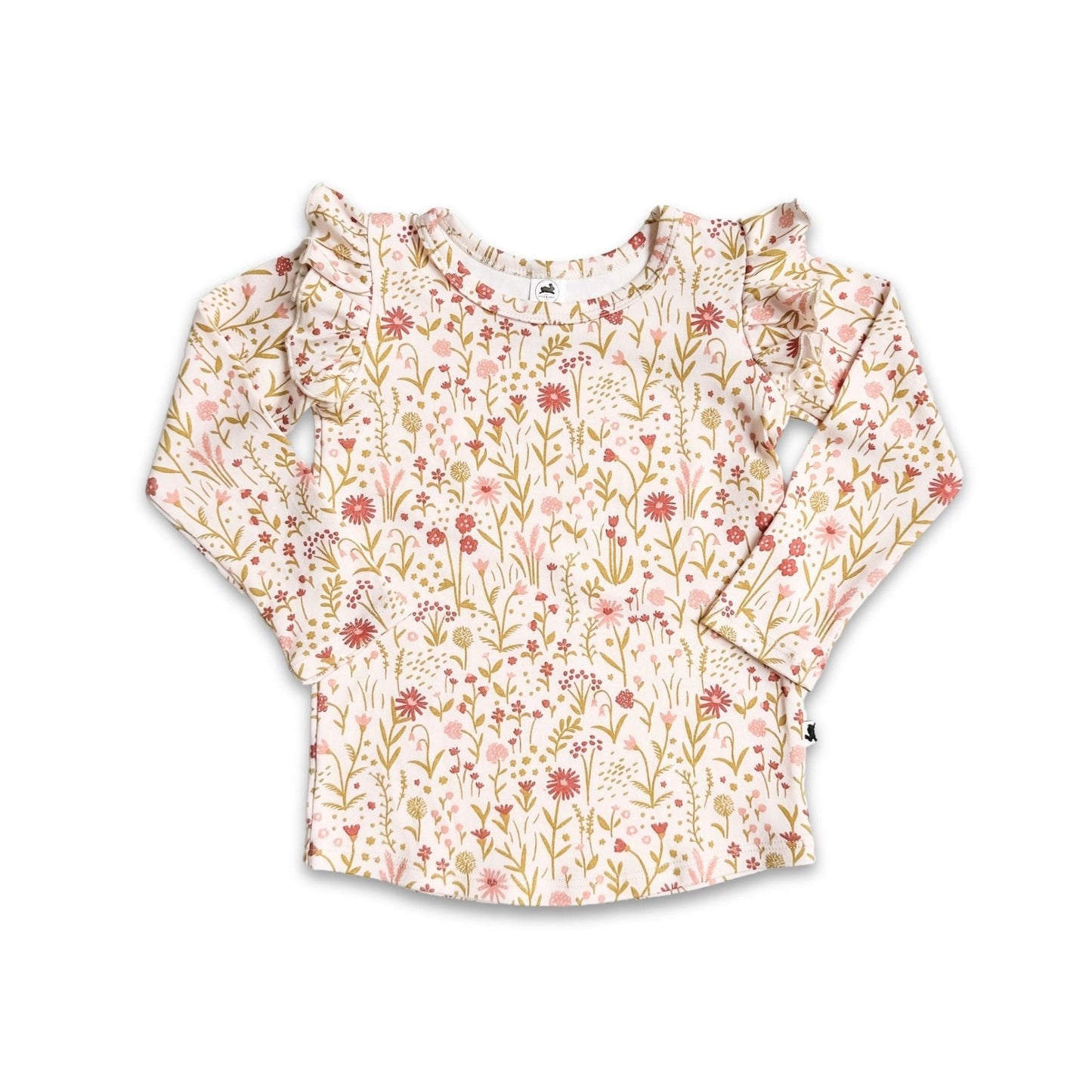 Youth Bamboo Ruffle Shoulder Long Sleeve Shirt-5
