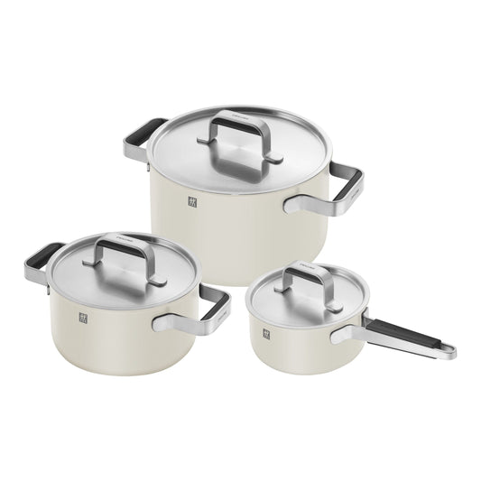 ZWILLING Pure Cookware Set, 6 Piece 18/10 Stainless Steel, Ivory-White-0