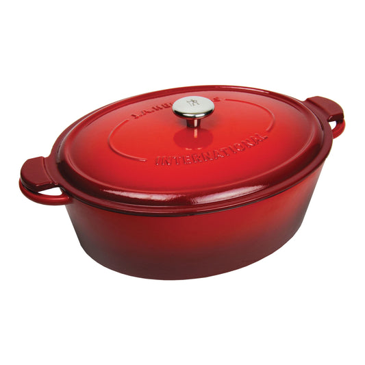 HENCKELS 4.4 L Cast Iron Oval French Oven, Red-0