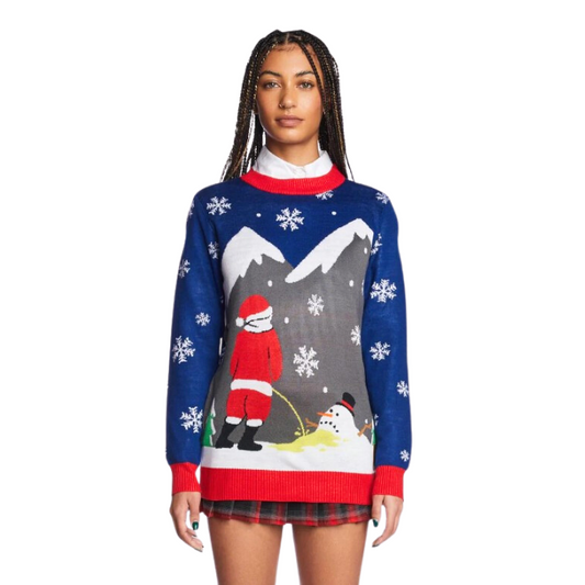 Santa Peeing On Melting Snowman  Sweater