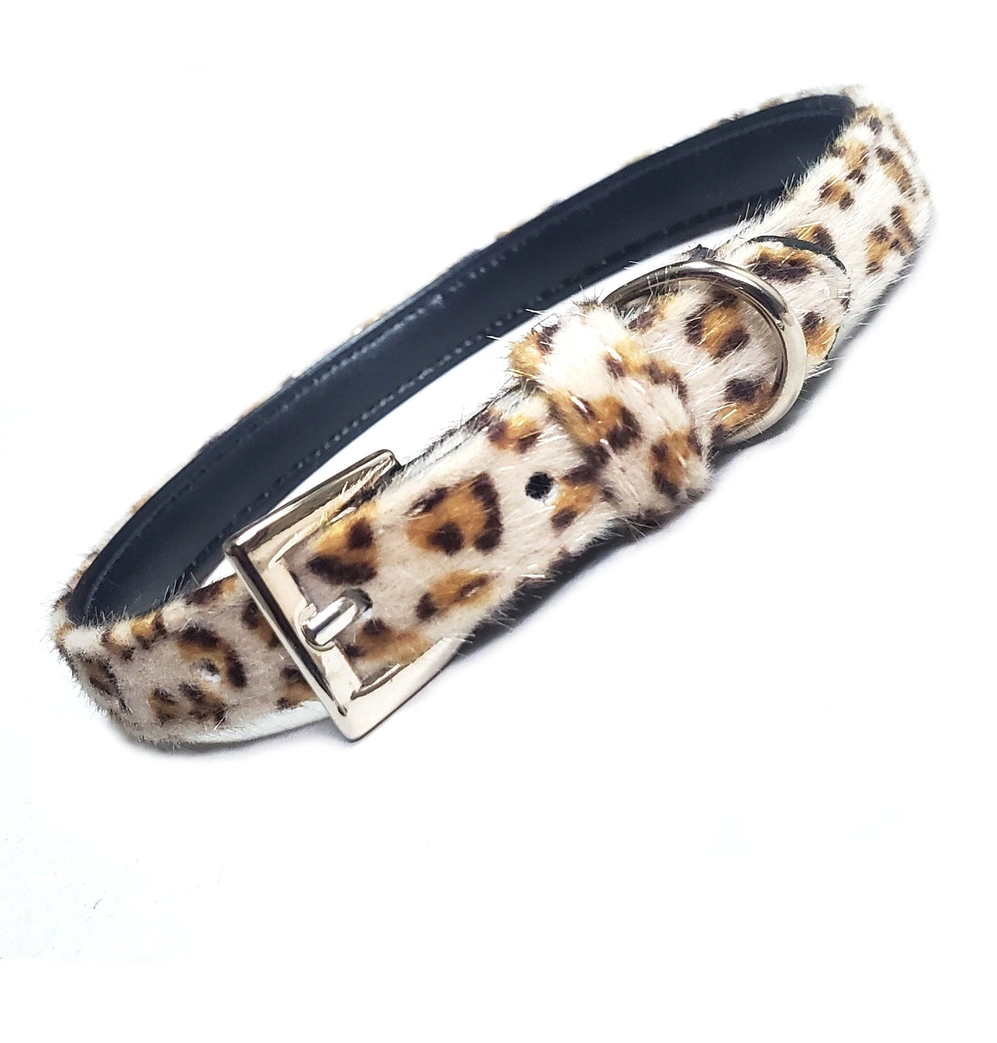 Furry Leopard Print Dog Collar-2