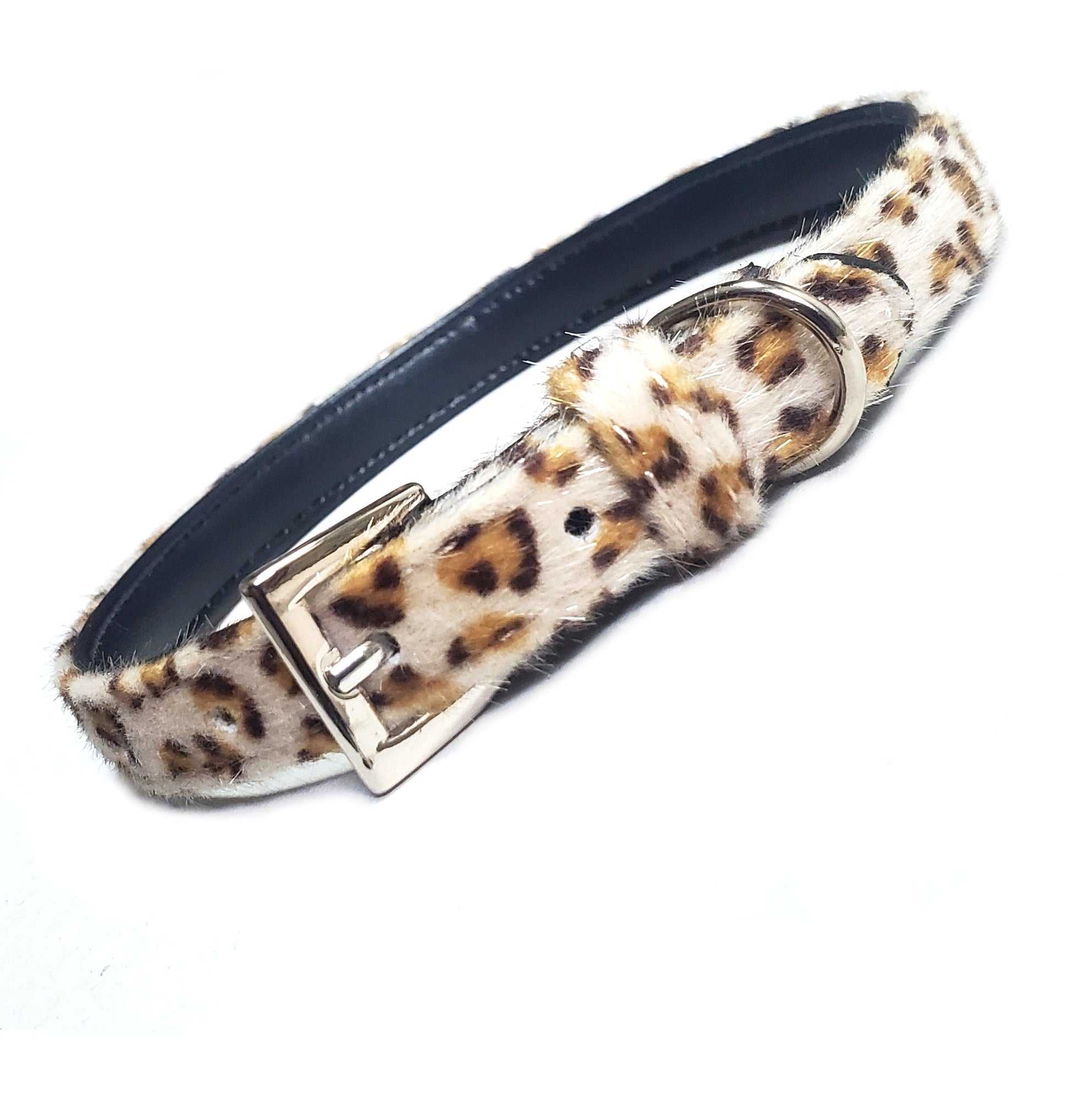 Furry Leopard Print Dog Collar-2