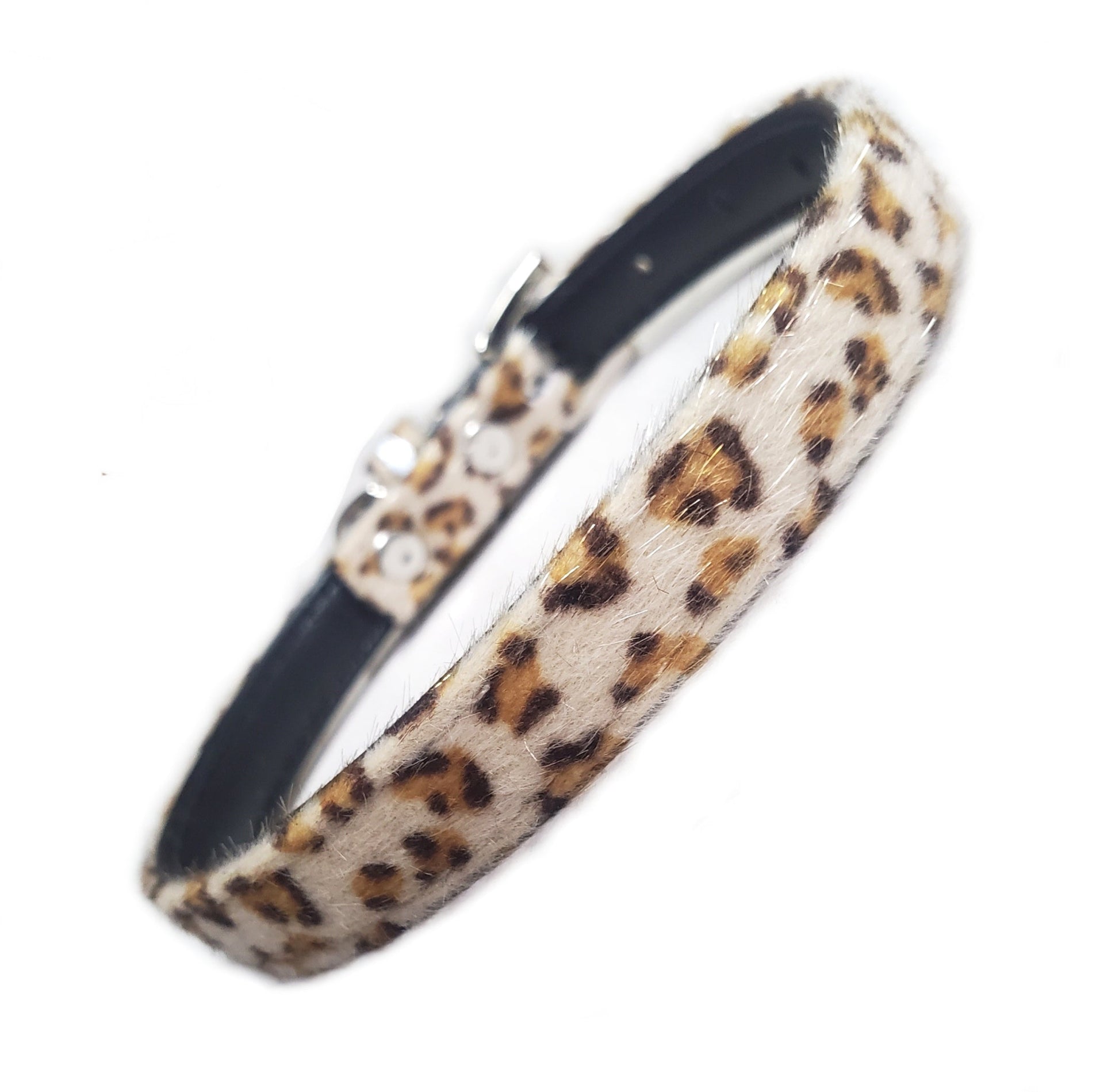 Furry Leopard Print Dog Collar-3