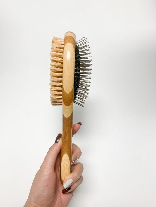 Bamboo Pet Brush with Sisal and Steel Bristles – Eco-Friendly Grooming-0