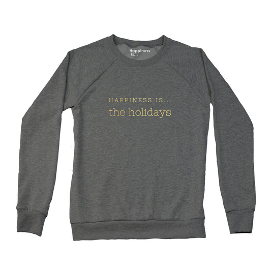 Women's Holiday Crew Sweatshirt, Charcoal with Gold Foil-0