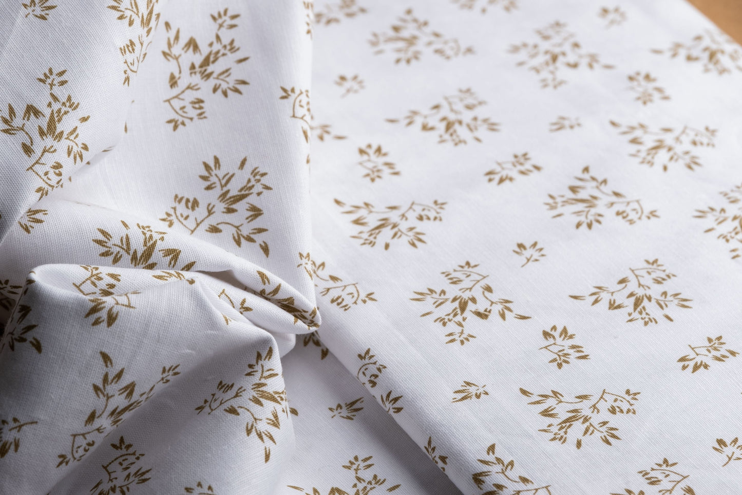 Floral Print Hemp Fabric | White & Brown | Organic | 145gsm | 147cm Wide-0