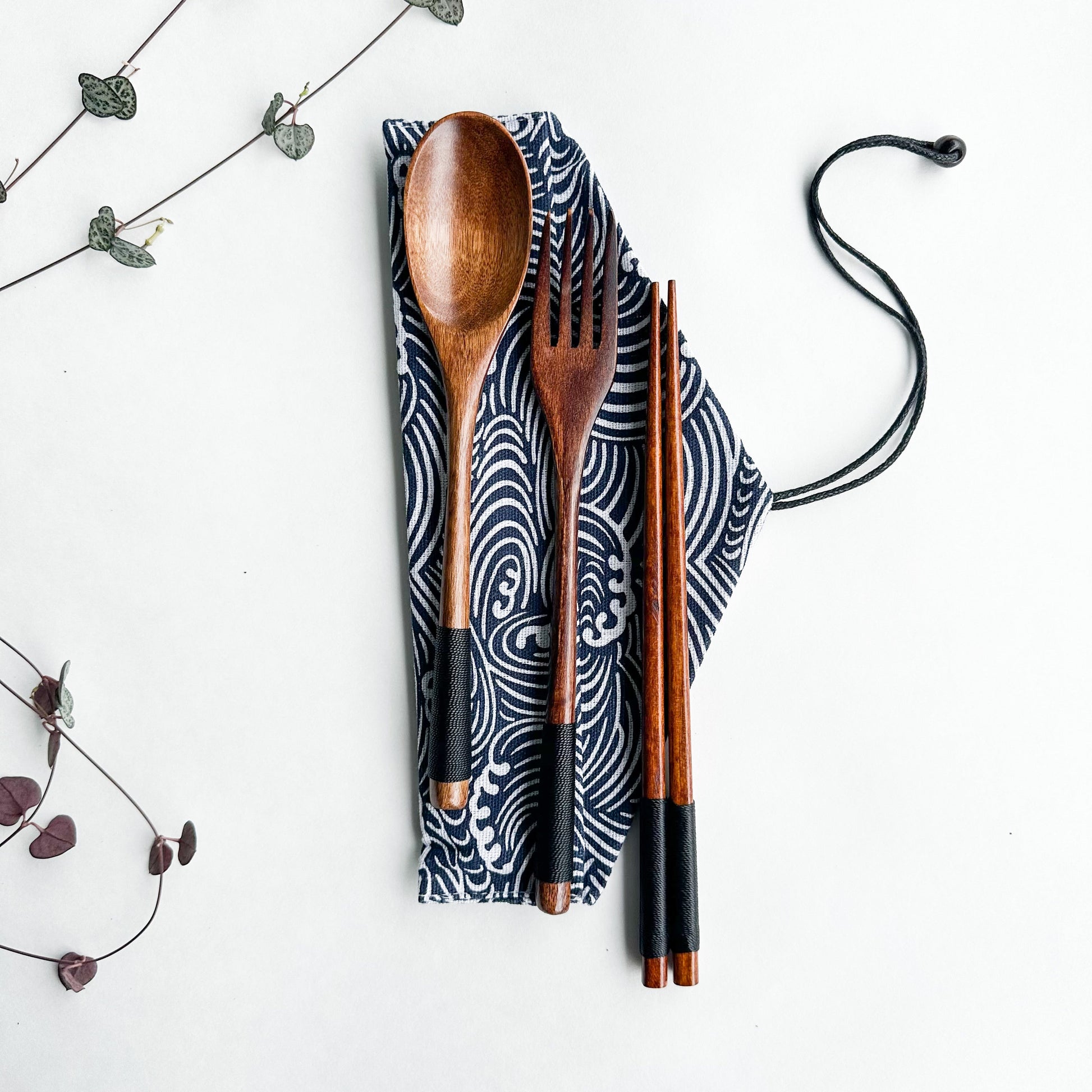 Reusable Handmade Natural Wood Cutlery Set - Plastic Free Biodegradable Japanese Style Utensil Set - Zero Waste Spoon |  Fork | Chopstick-3