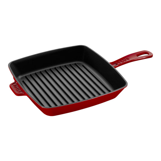 STAUB Grill Pans 26 cm Cast Iron Square American Grill, Cherry-0