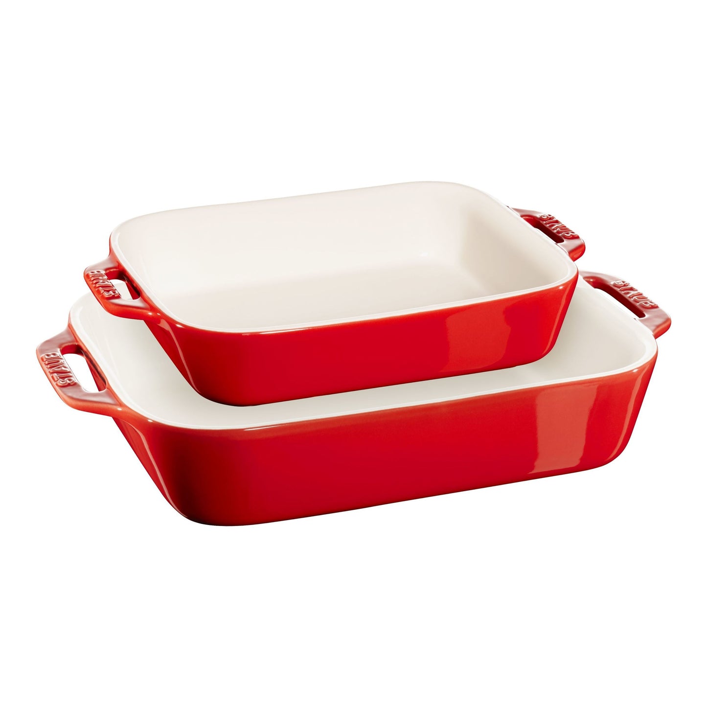 STAUB Ceramique Rectangular Baking Dish Set Cherry 2 Piece-0