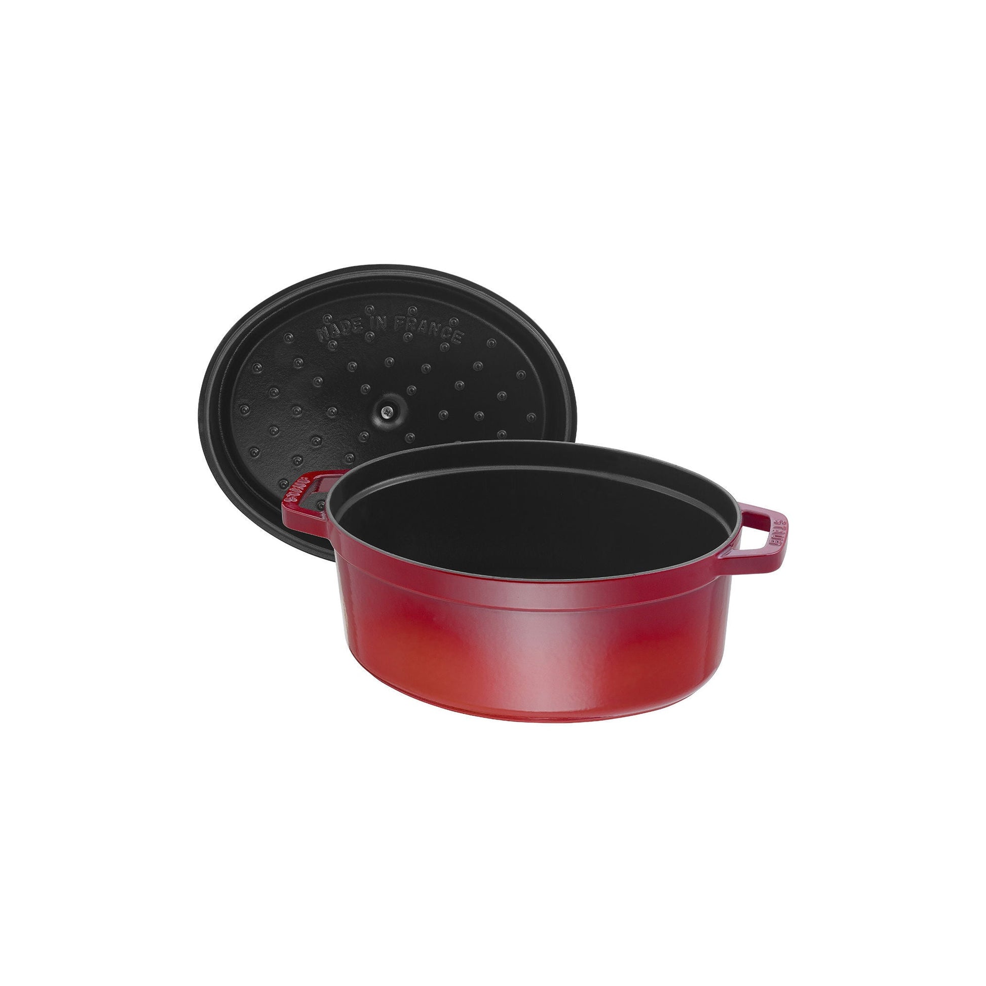 STAUB La Cocotte 6.75 L Cast Iron Oval Cocotte, Cherry (Visual Imperfections - B STOCK)-1