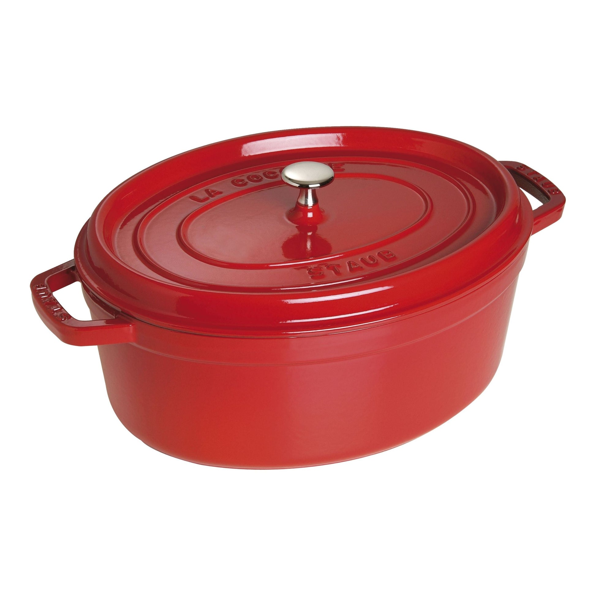STAUB La Cocotte 6.75 L Cast Iron Oval Cocotte, Cherry (Visual Imperfections - B STOCK)-0