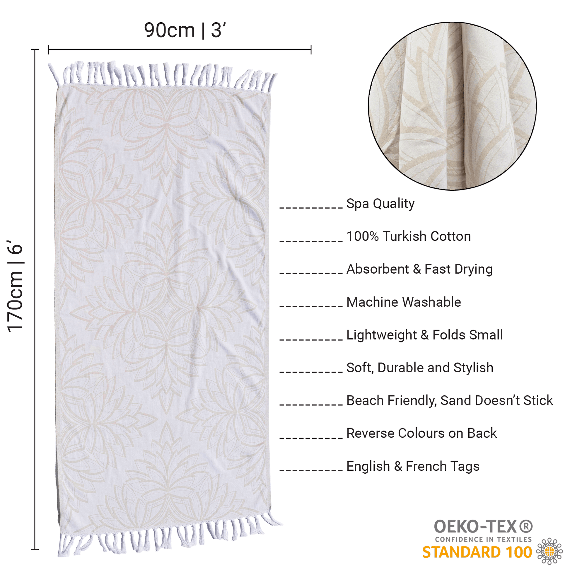 Turkish Towel | Body Towel | Oat + White-3