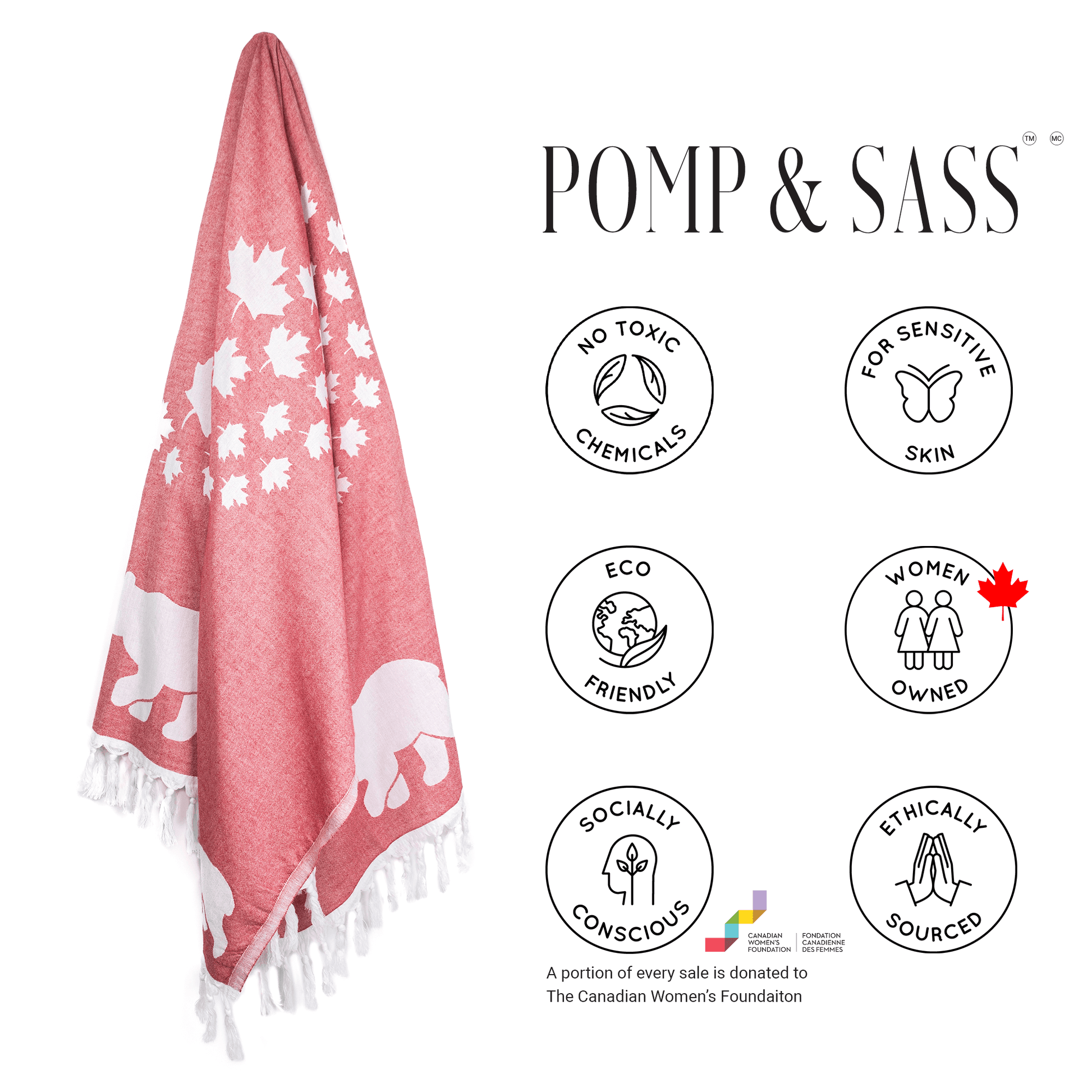 Turkish Towel | Body Towel | Canadian red and white-4