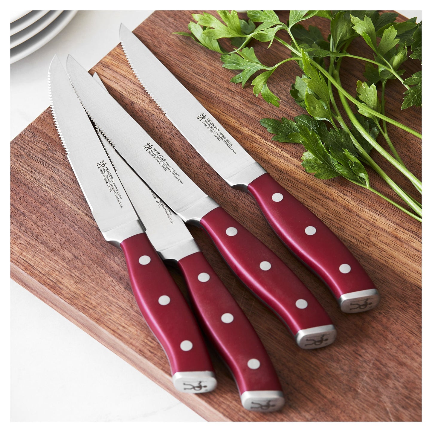 HENCKELS Forged Accent 4 Piece Steak Set, Red-1