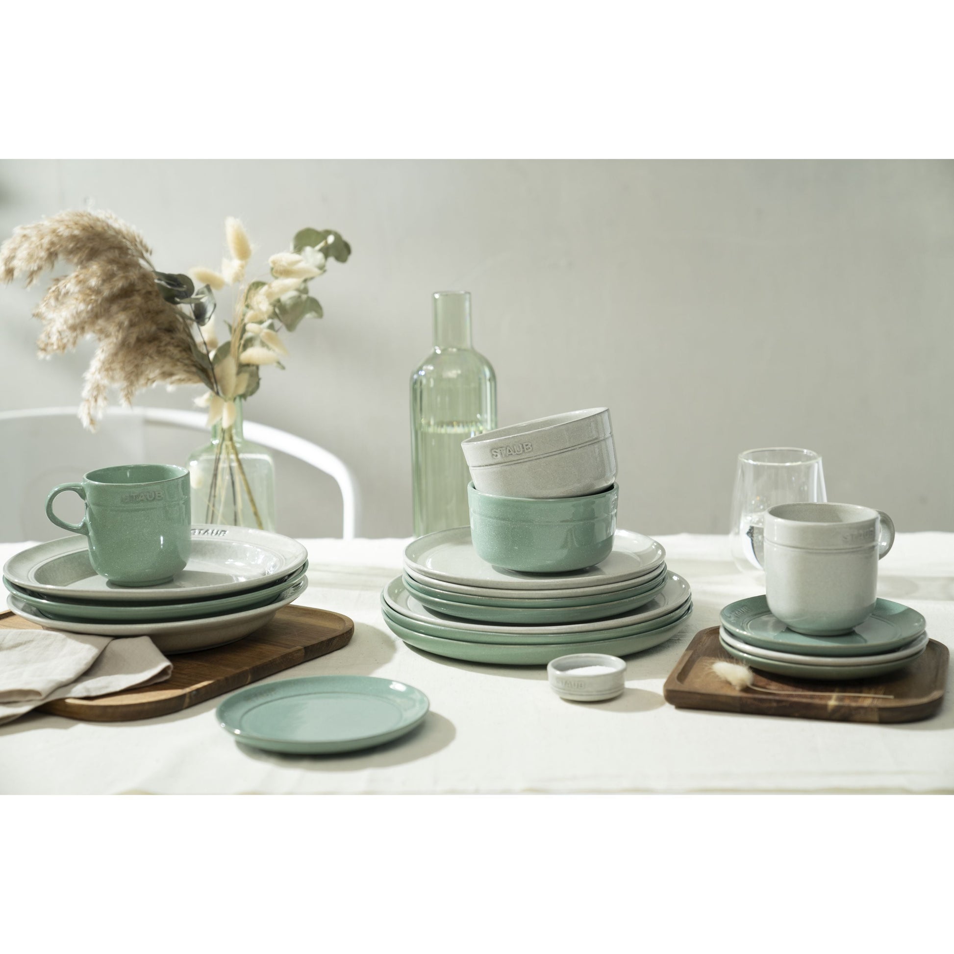 STAUB Dining Line 4 Piece Ceramic Condiment Bowl Set, White Truffle-3