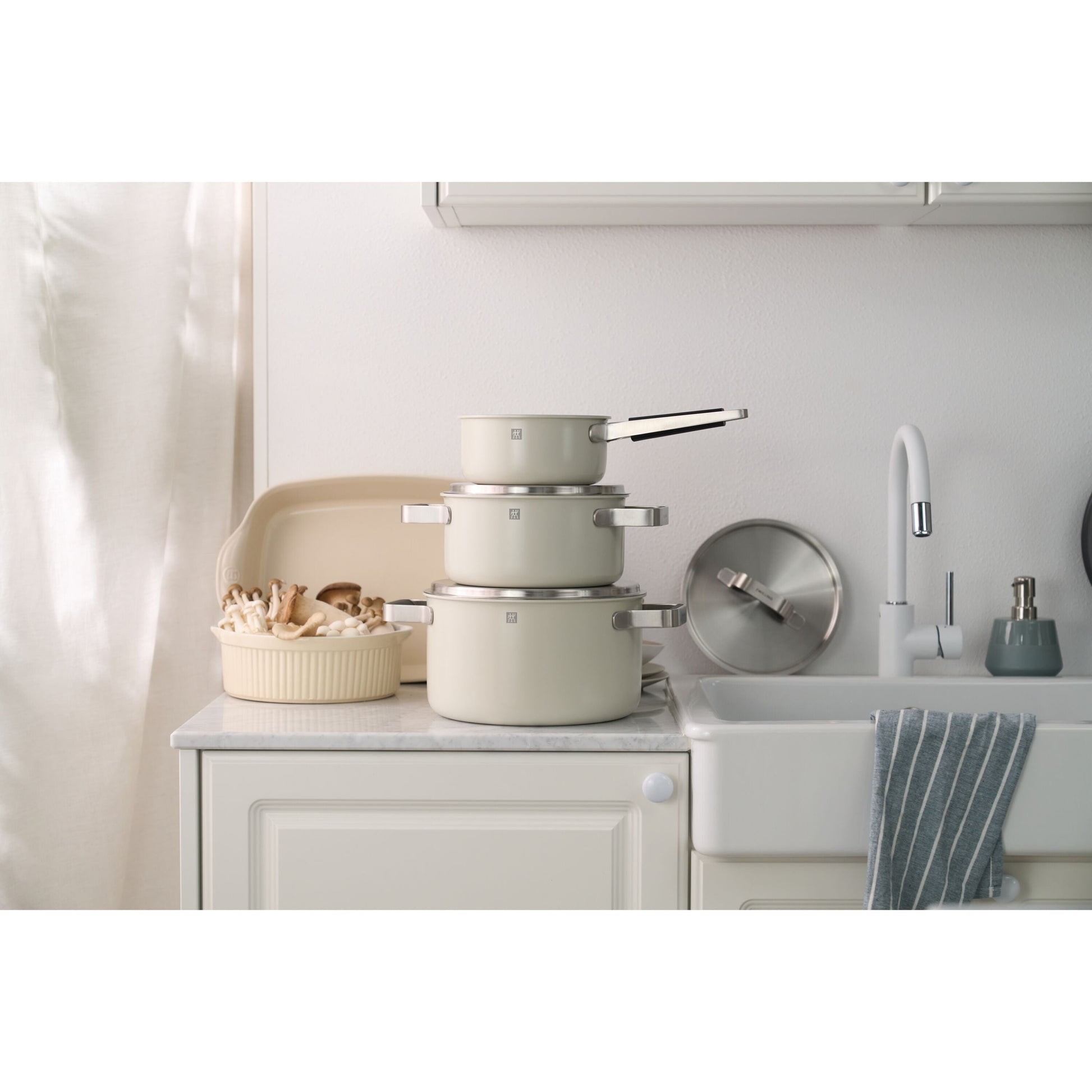 ZWILLING Pure Cookware Set, 6 Piece 18/10 Stainless Steel, Ivory-White-2
