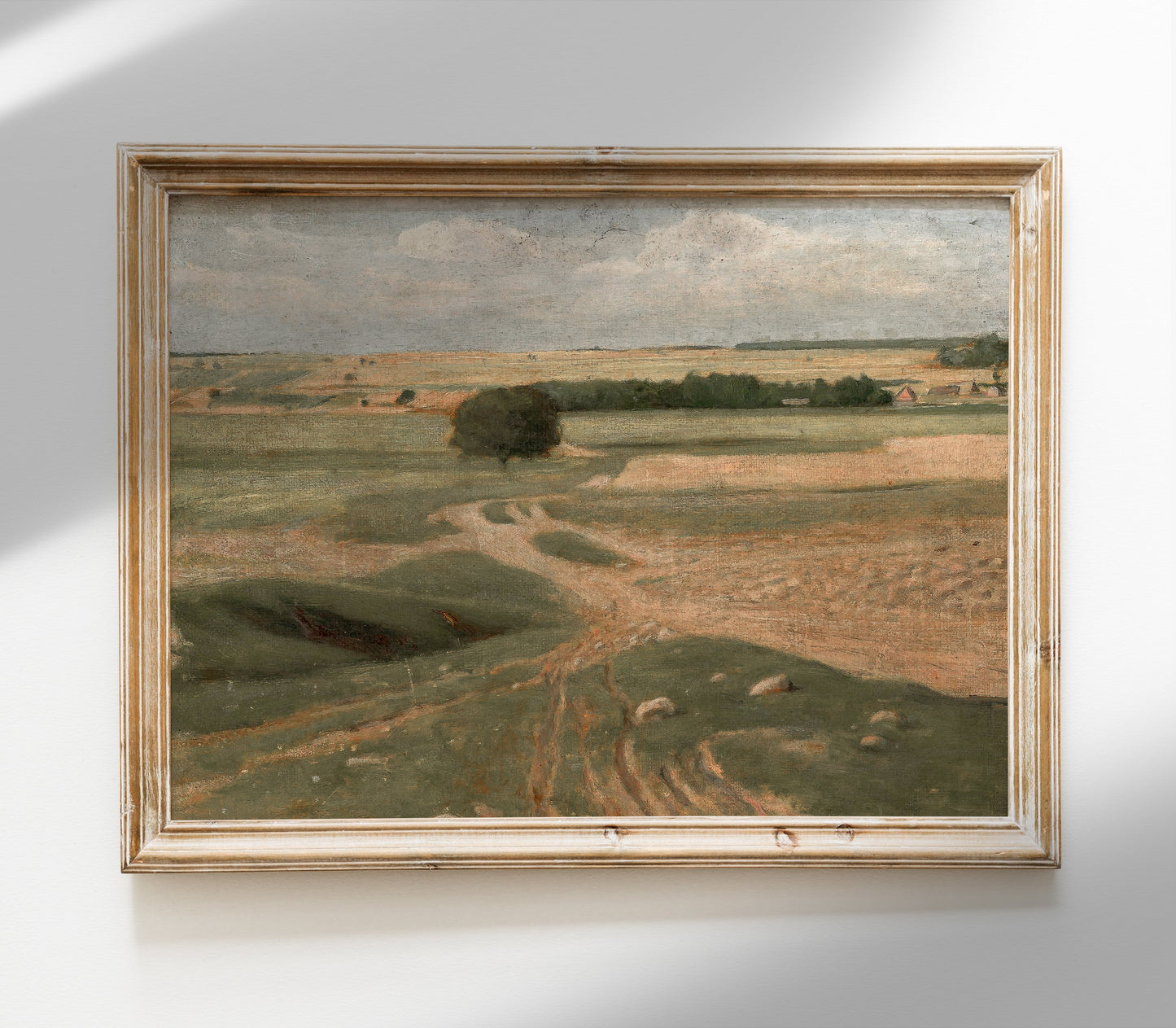 Farmland Landscape - Vintage Muted Neutral Field L244