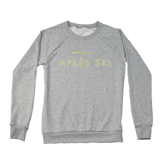 Women's Apres Crew Sweatshirt, Heather Grey with Gold-0