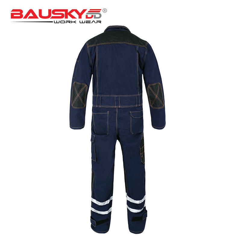 Cotton Coveralls for Mechanics with Reflective Stripes, Multi Pockets & Knee Pad [B135]-2