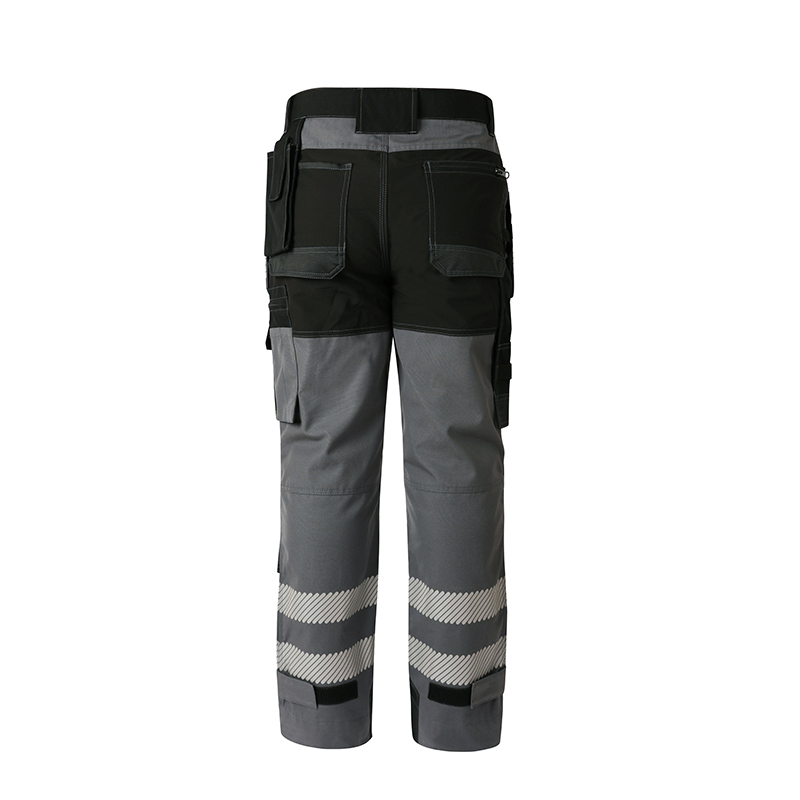Stretchy Work Pants with Reflective Strips & Detachable Knee Pad Pockets – Cotton Blend [B265]-2