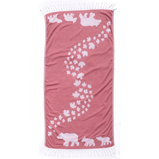 Turkish Towel | Body Towel | Canadian red and white-0