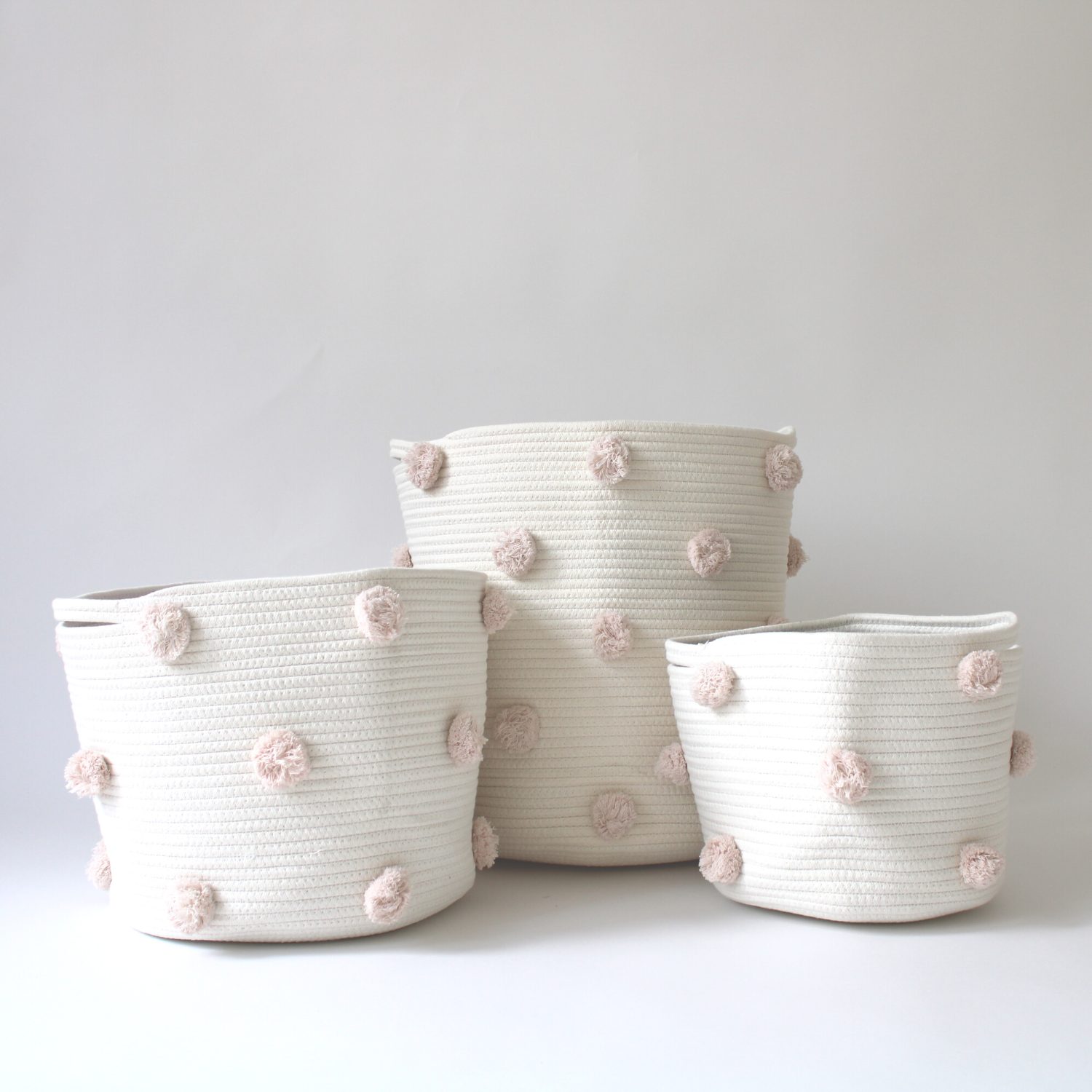 Blush Pom Basket - Large-3