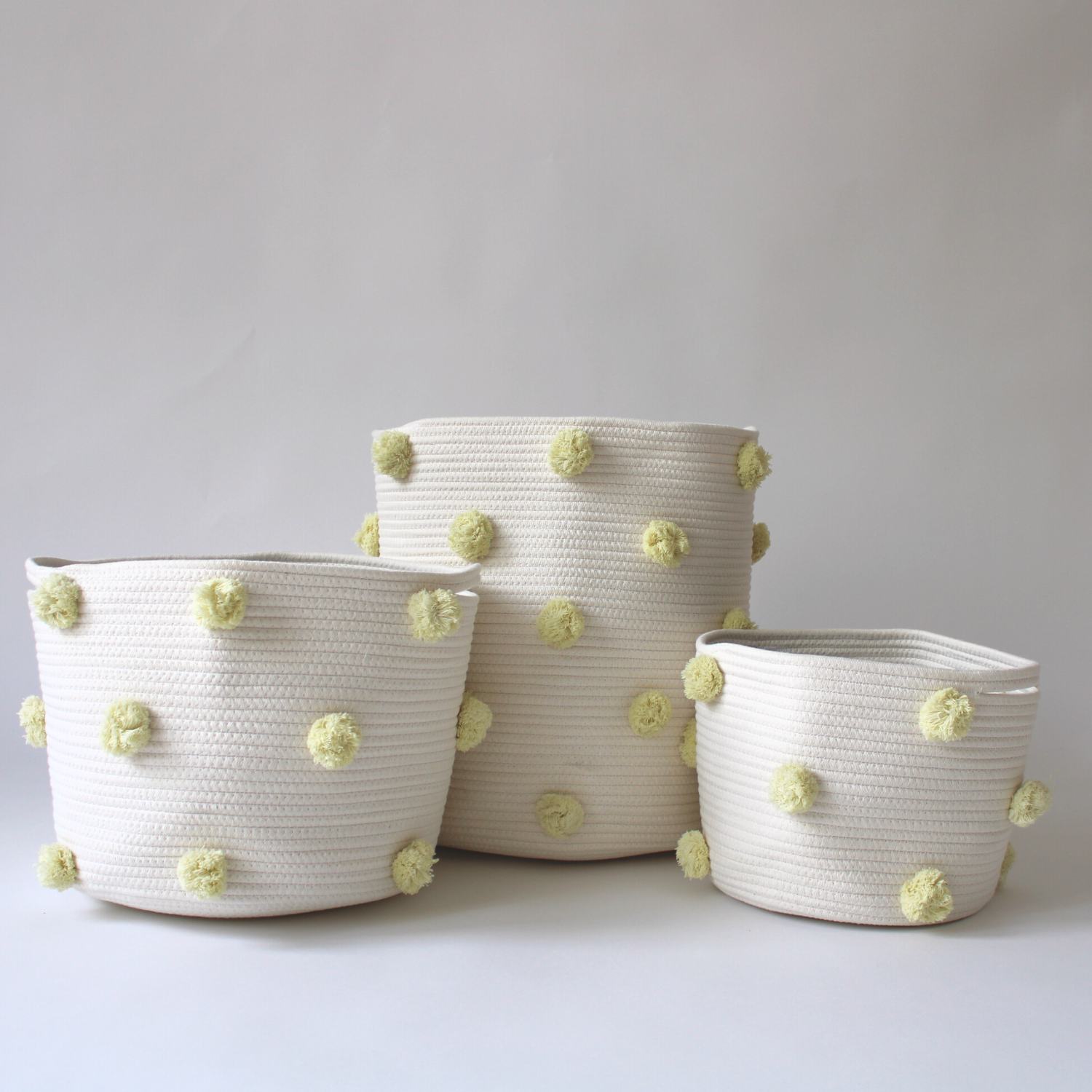 Buttercream Pom Laundry Basket-2