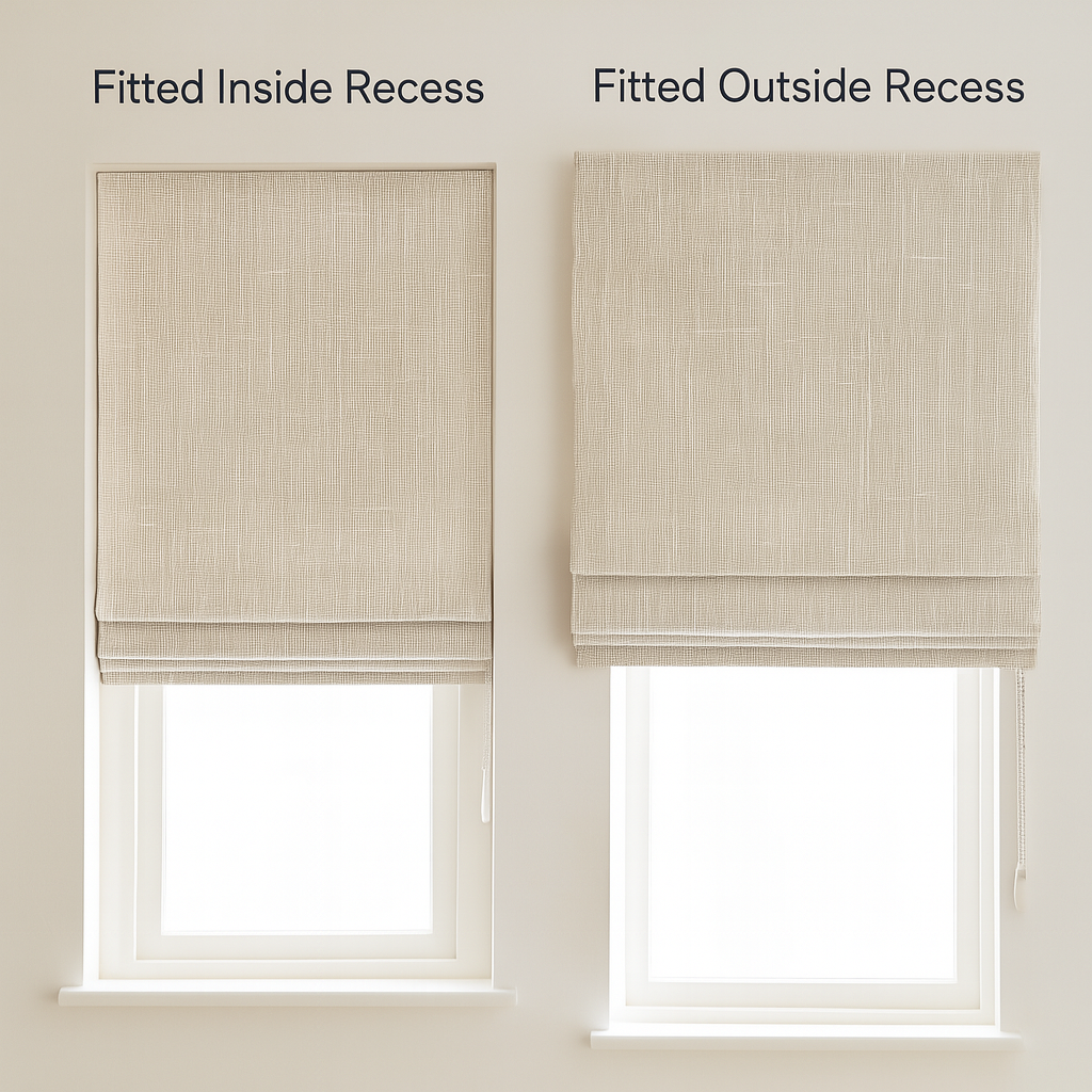 Organic Textured Linen-Cotton Corded Roman Blind – Custom Sizes, Light-Filtering or 100 % Blackout Liner | Inside & Outside Recess Fit | 8 Colours-4