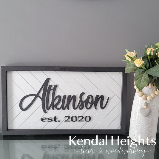 Family Name Herringbone Sign-0