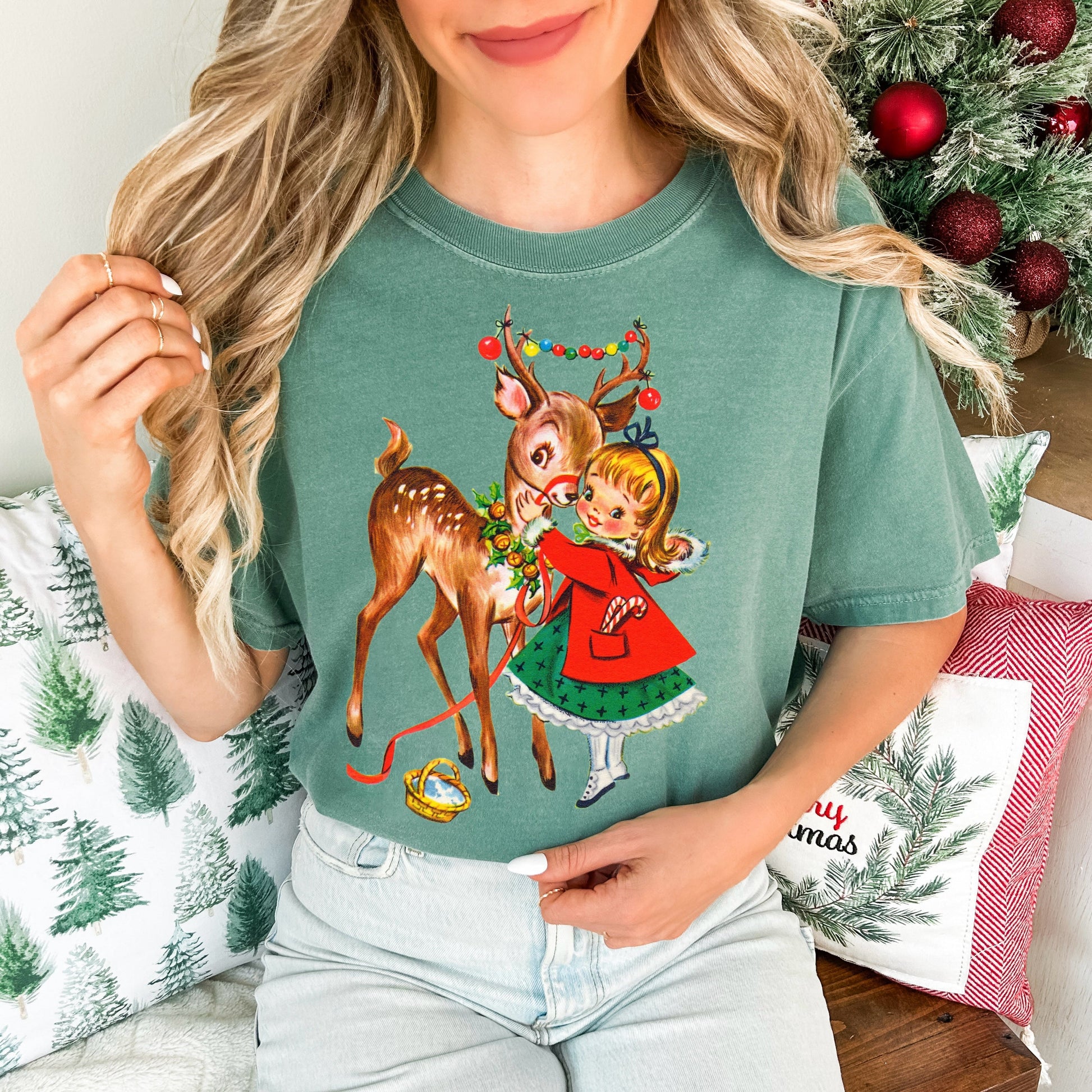 Vintage Girl and Reindeer-0