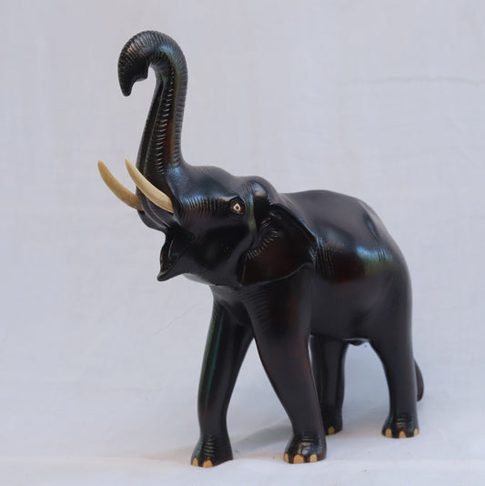 Hand Carved Elephant Statue,  Wooden Elephant Sculpture-0