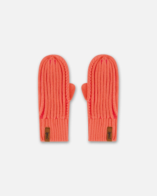 Knit Mittens Coral-0