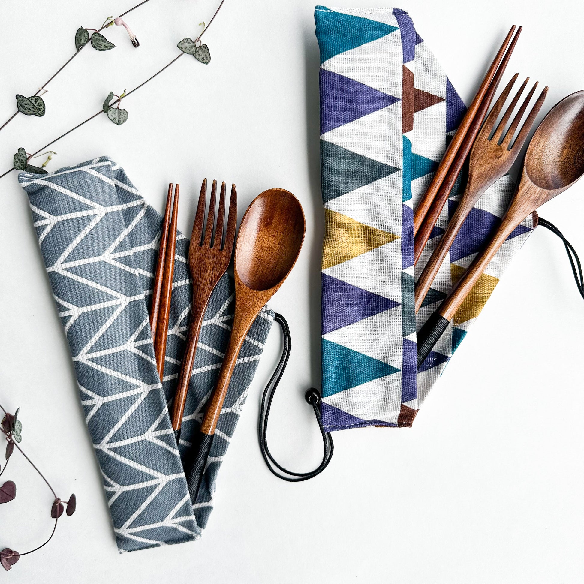 Reusable Handmade Natural Wood Cutlery Set - Plastic Free Biodegradable Japanese Style Utensil Set - Zero Waste Spoon |  Fork | Chopstick-2