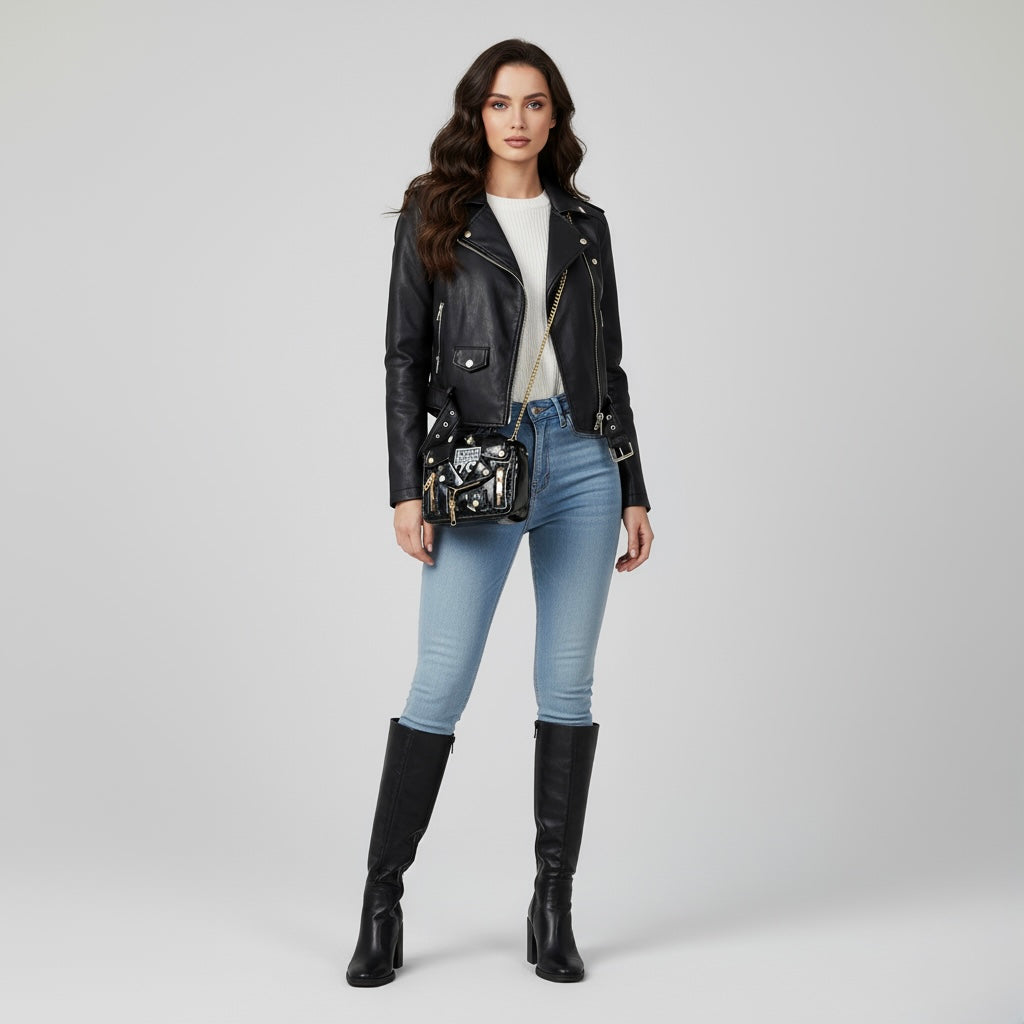 NOVA Mini Leather Crossbody Bag with Chain Strap