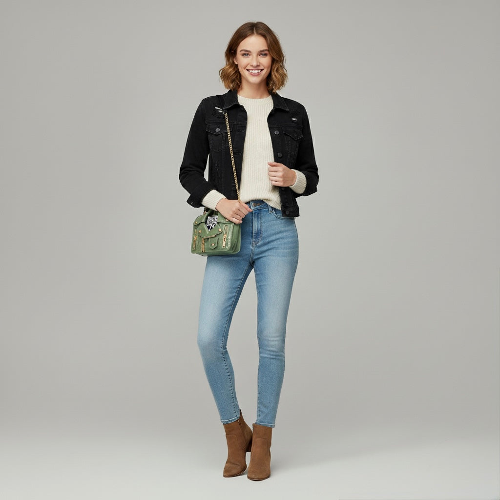 NOVA Mini Leather Crossbody Bag with Chain Strap