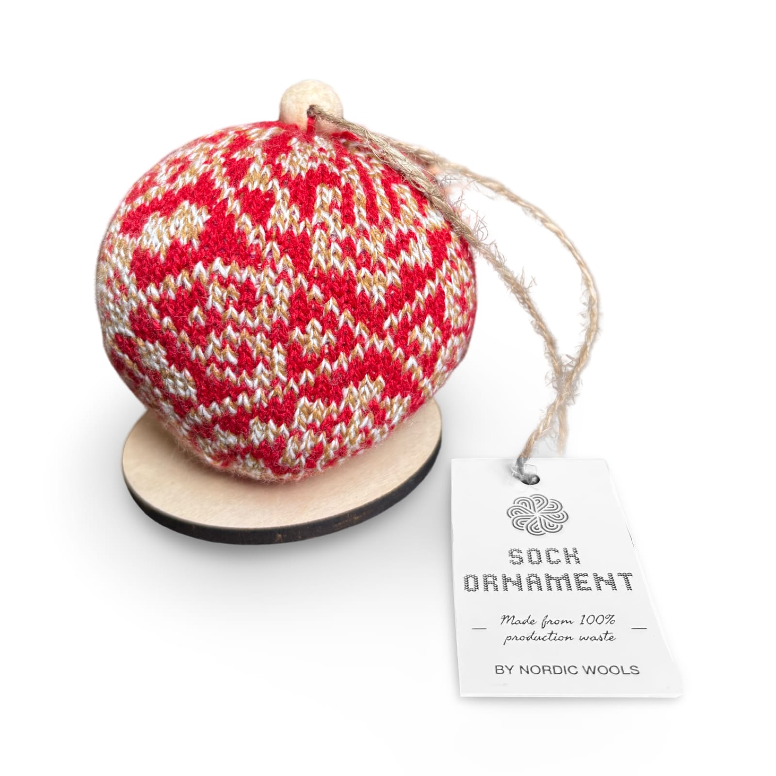 Nordic Yarn Ornament - Recycled Sustainable Christmas Decor Toy (Zelta - Amber)-0