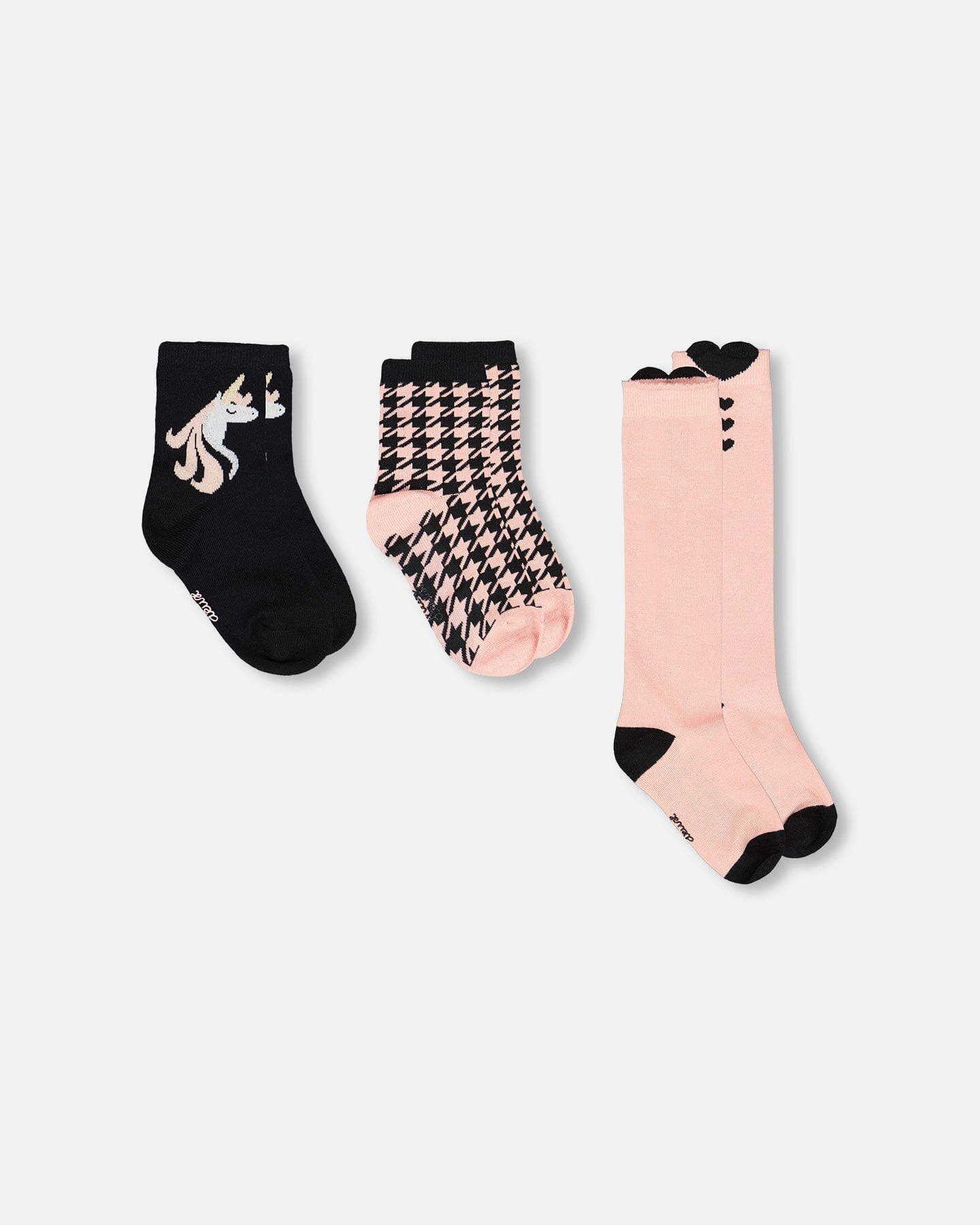 3-Pack Knit Socks Black And Pink-2