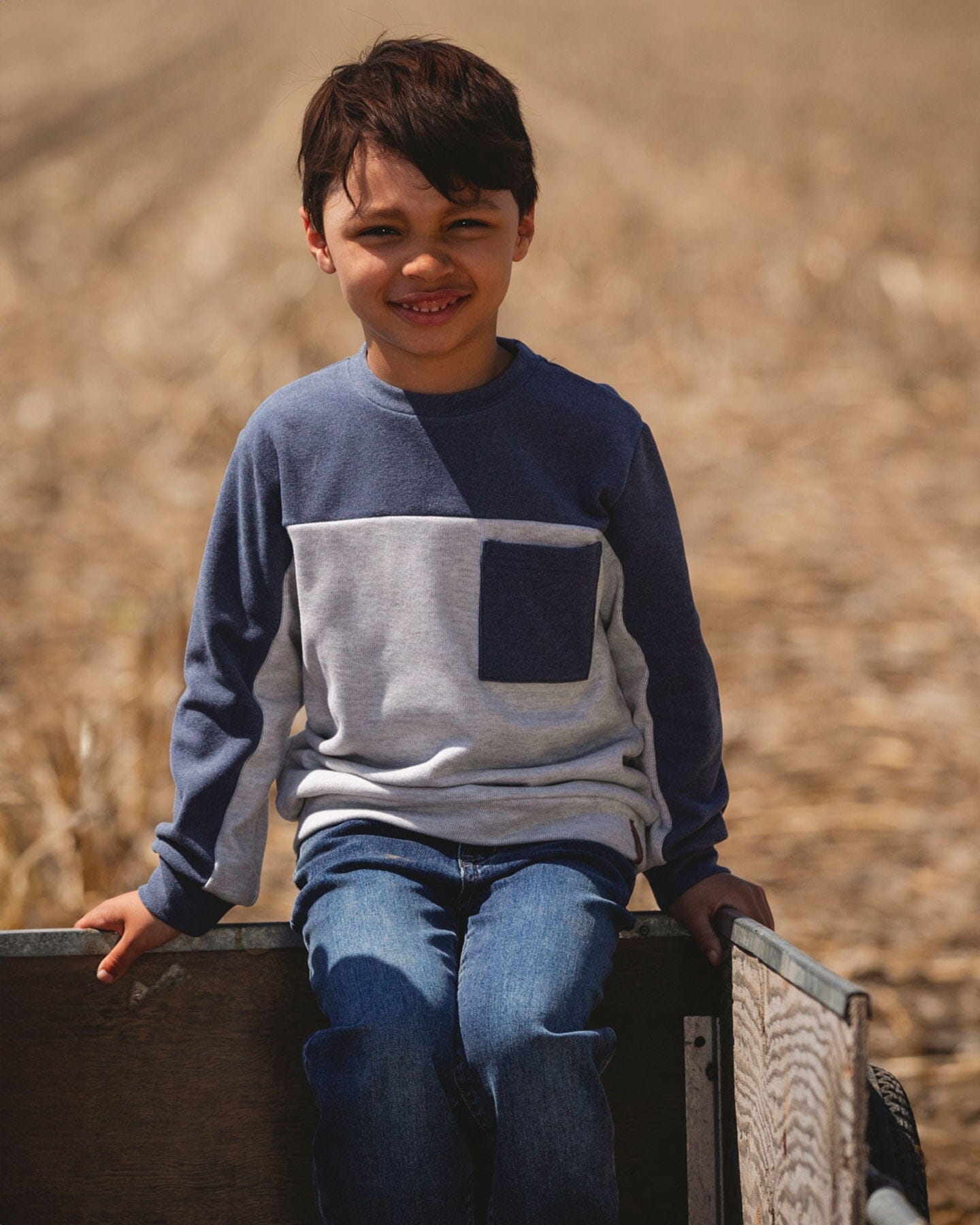 Long Sleeve Super Soft Brushed Jersey Top Color Block Light Heather Gray-3