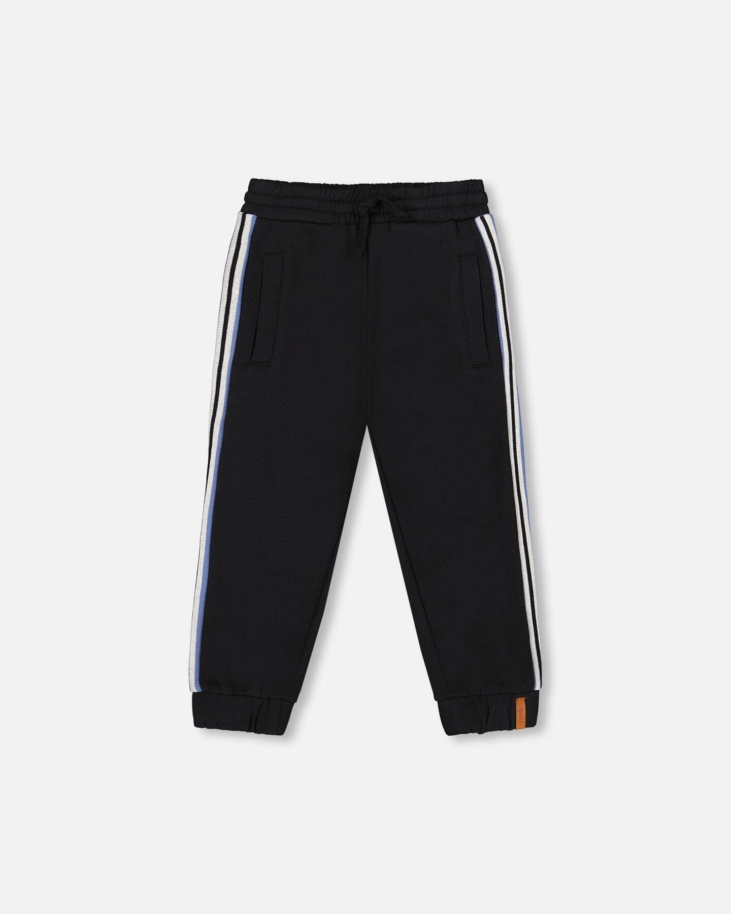 Fleece Sweatpants With Side Stripes Black-0