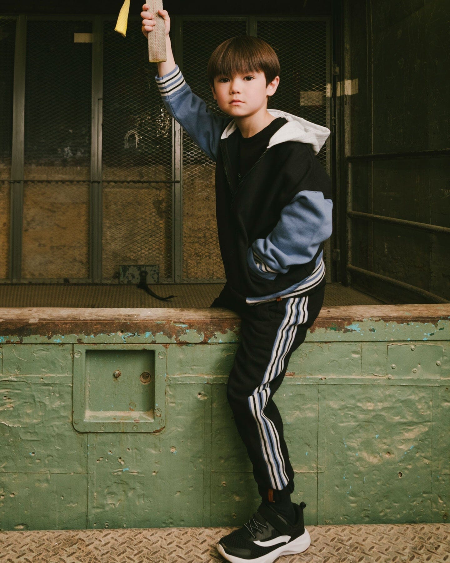 Fleece Sweatpants With Side Stripes Black-1