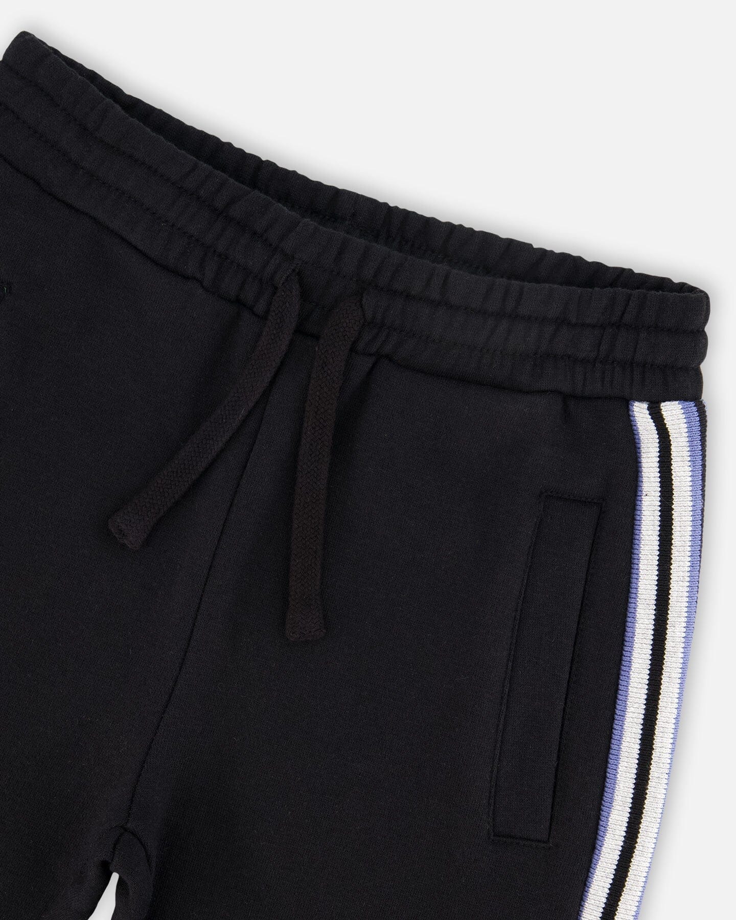 Fleece Sweatpants With Side Stripes Black-4