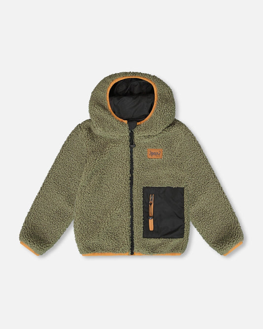 Reversible Mid-Season Sherpa Jacket Khaki-0