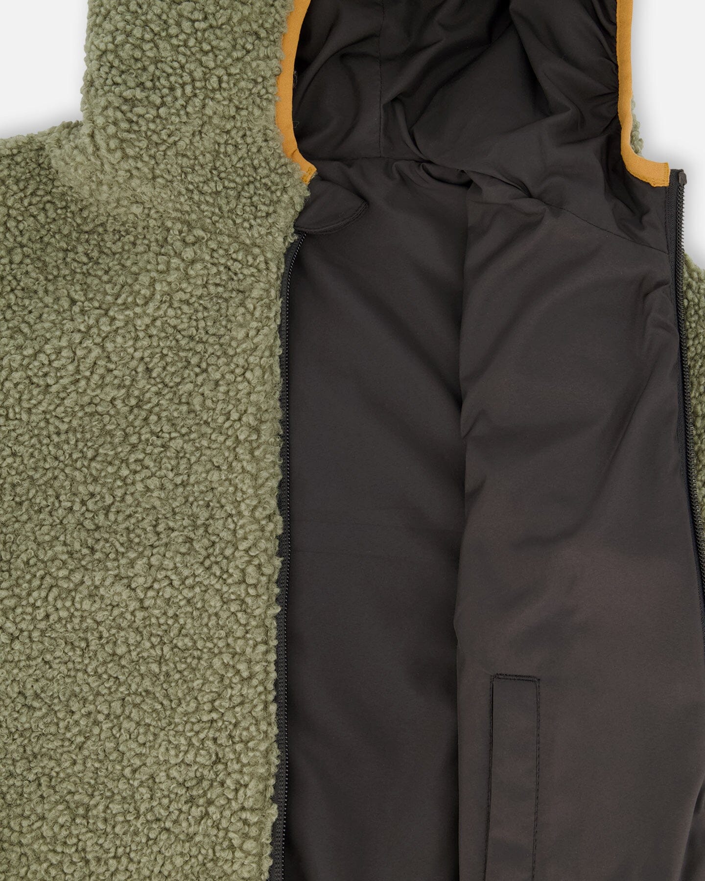 Reversible Mid-Season Sherpa Jacket Khaki-2