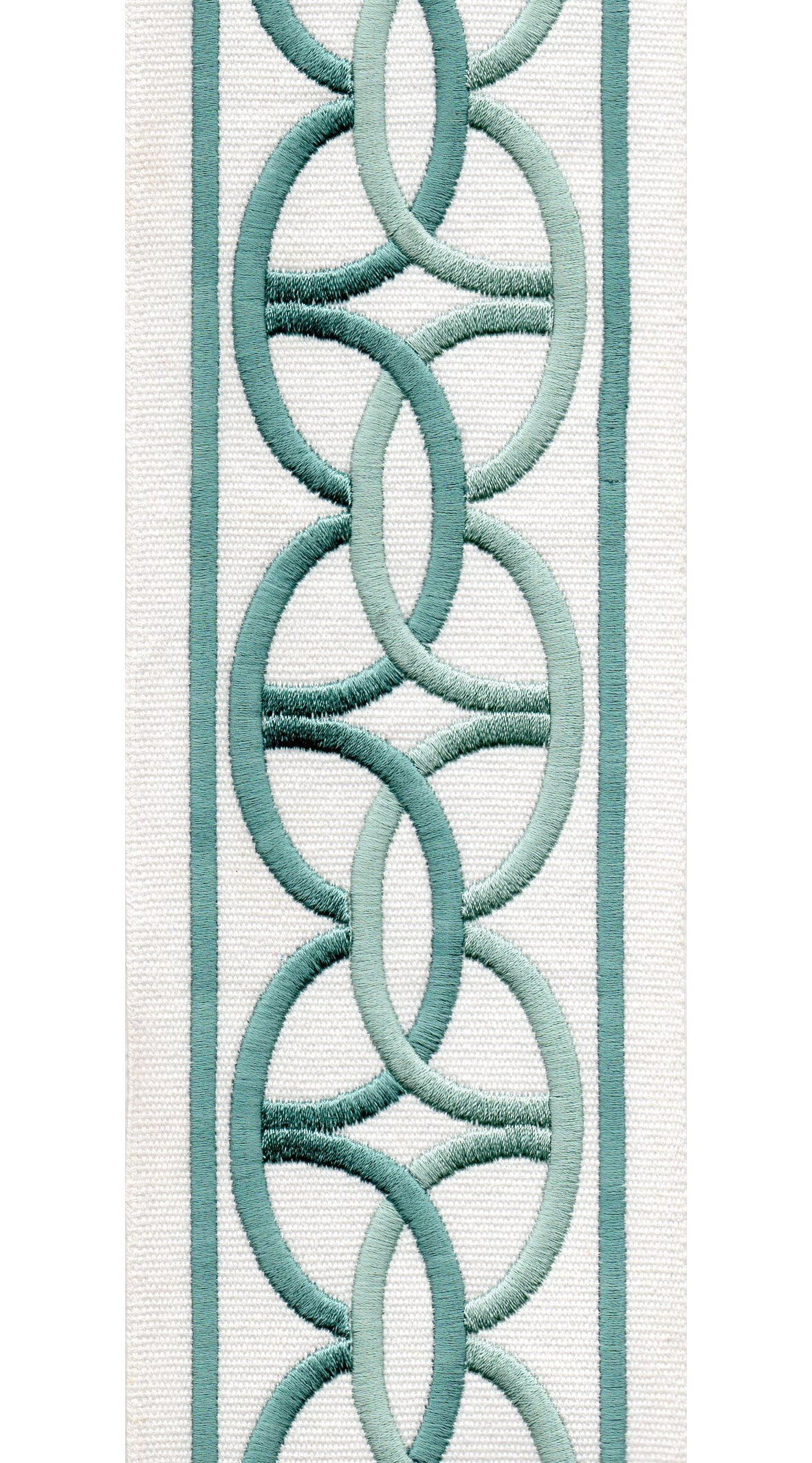 Interlocking Ring Cotton Canvas Trim | 4 Inch / 10.16cm Wide Embroidered Border | By The Metre-7